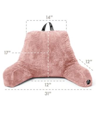 Faux Fur Supportive Backrest Reading Pillow for Adults & Kids - Blue