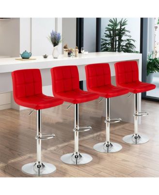 Set of 4 PU Leather Bar Stool Swivel Bar Chair w/ Adjustable Height