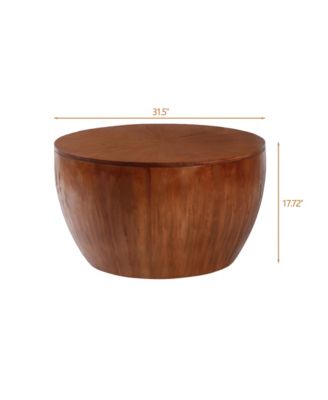 31.50"Vintage Style Bucket Shaped Coffee Table with storage function, for Office, Dining Room and Living Room