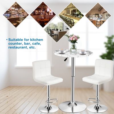 Set of 4 PU Leather Bar Stool Swivel Bar Chair w/ Adjustable Height