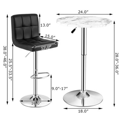 Set of 4 PU Leather Bar Stool Swivel Bar Chair w/ Adjustable Height