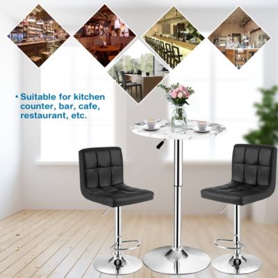 Set of 4 PU Leather Bar Stool Swivel Bar Chair w/ Adjustable Height