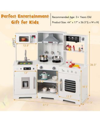 Pretend Play Kitchen for Kids Toddler Aged 3+ Wooden Toy Set with Range Hood