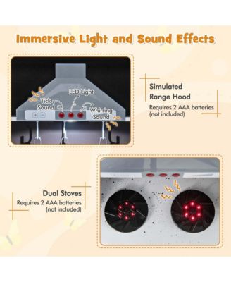 Pretend Play Kitchen for Kids Toddler Aged 3+ Wooden Toy Set with Range Hood