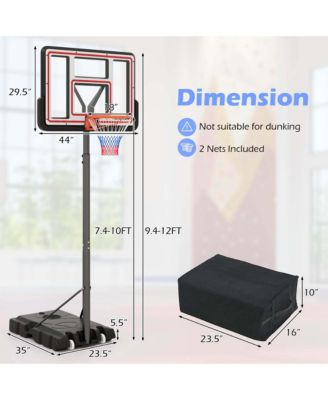 7.4-10 FT Basketball Hoop Outdoor System with 44 Inch Shatterproof PC Backboard