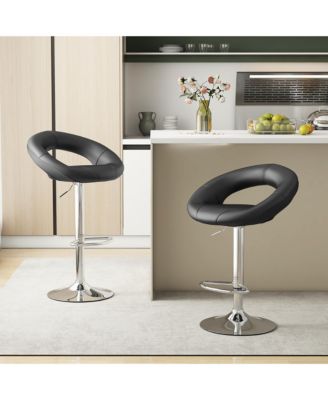 Set of 4 Adjustable Bar Stools Swivel Pub Chairs Barstools PU Leather