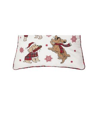 Festive Playful Dogs Christmas Embellished Accent Throw Pillow 18" x 18"