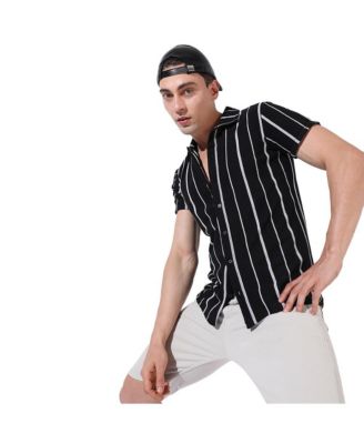 Men's Black & White Pencil Striped Shirt