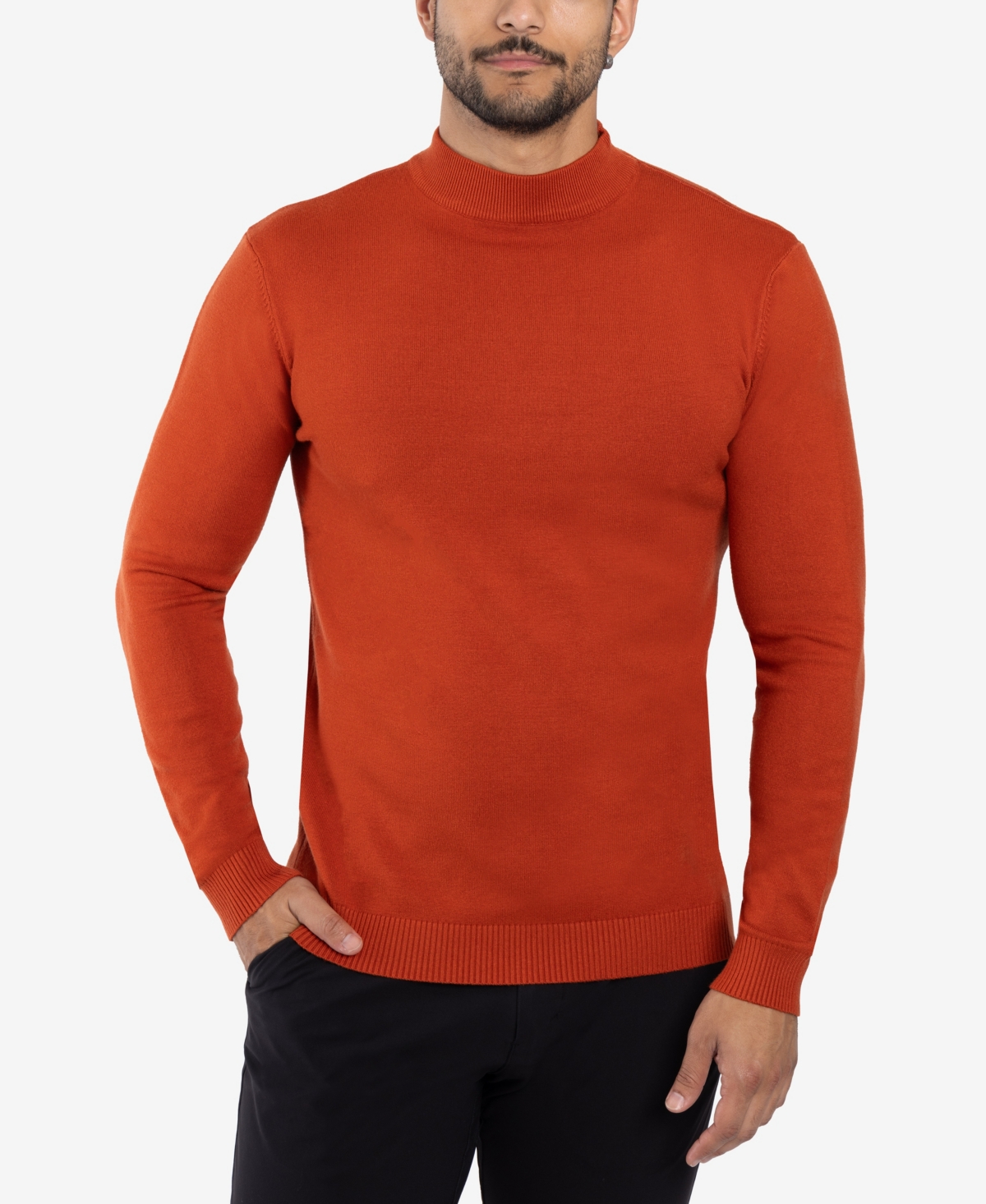 Men's Basice Mock Neck Midweight Pullover Sweater - Dark Burgundy
