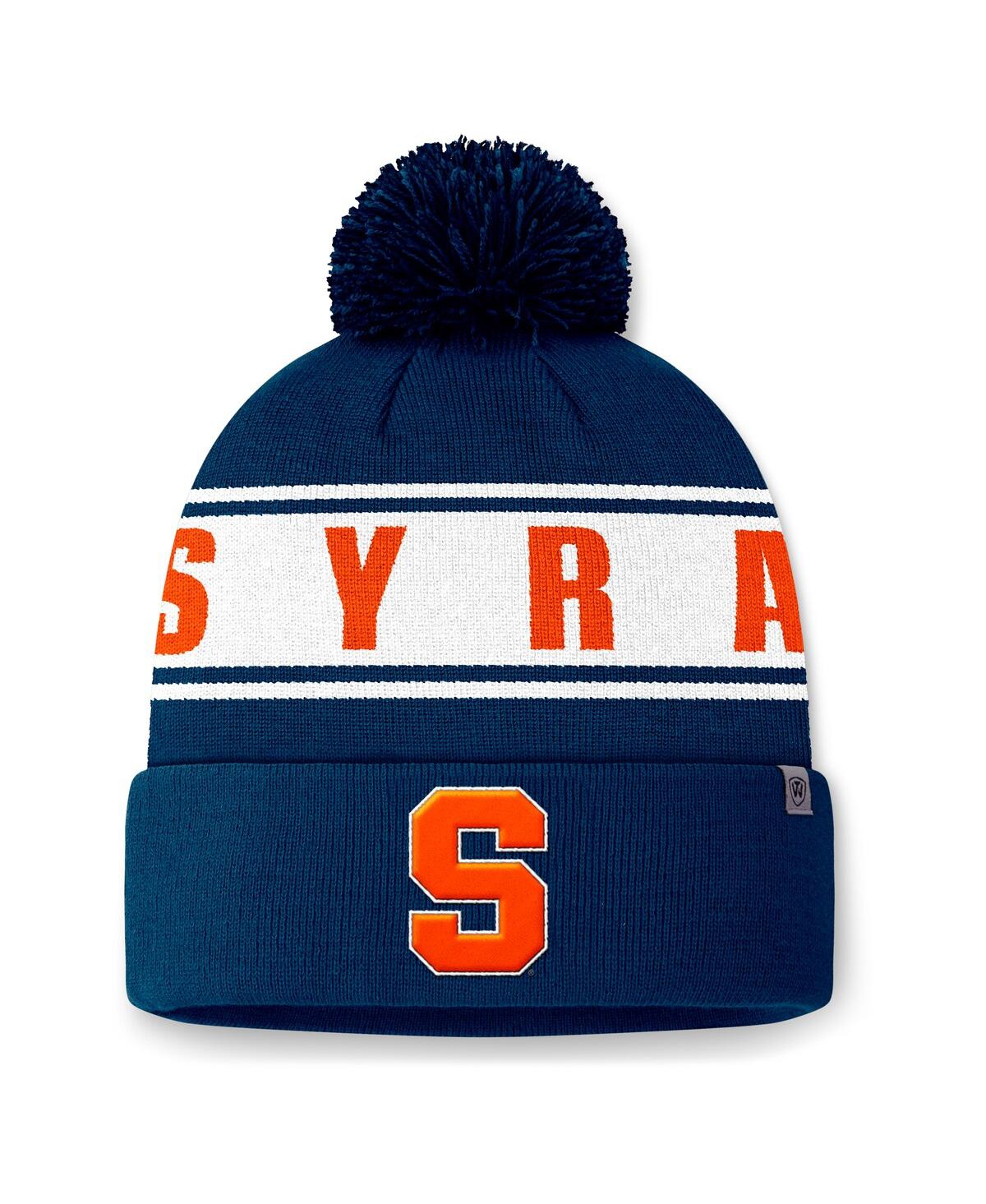 Top Of The World Men's Navy Syracuse Orange Slash Cuffed Knit Hat With Pom In Navy