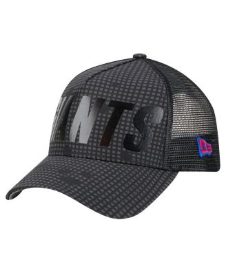 Men's Black New York Giants Midnight Ink Tonal Text A-Frame Trucker 9FORTY Adjustable Hat