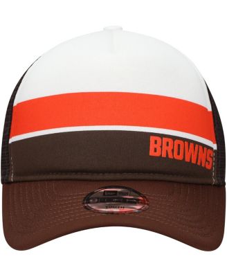 Big Boys and Girls Brown Cleveland Browns Sport Night Color Block 9FORTY A-Frame Trucker Adjustable Hat