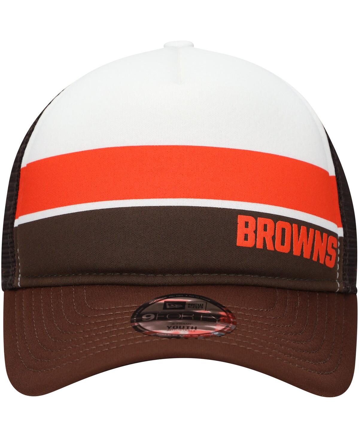 New Era Big Boys And Girls Brown Cleveland Browns Sport Night Color Block 9forty A-frame Trucker Adjustable  In Brown