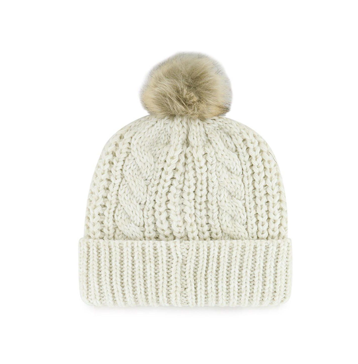 Женская шапка '47 Brand Cream Houston Texans Meeko Cuffed Knit Hat with Pom — фото 2