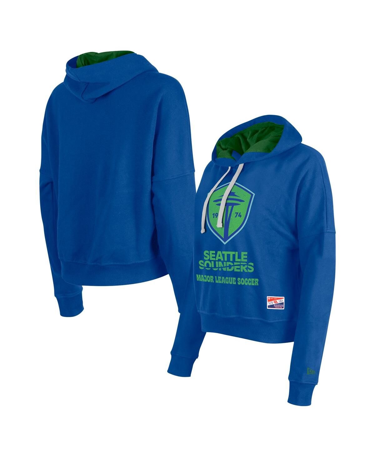 by New Era Women's Blue Seattle Sounders Fc Throwback Pullover Hoodie - Blue
