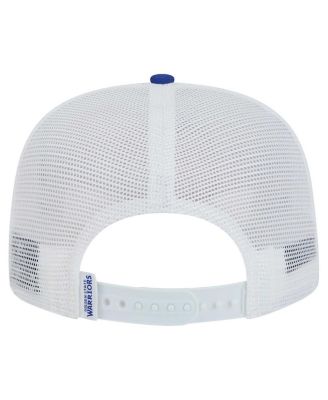 Men's White/Royal Golden State Warriors Dip-Dye 9FIFTY A-Frame Trucker Snapback Hat