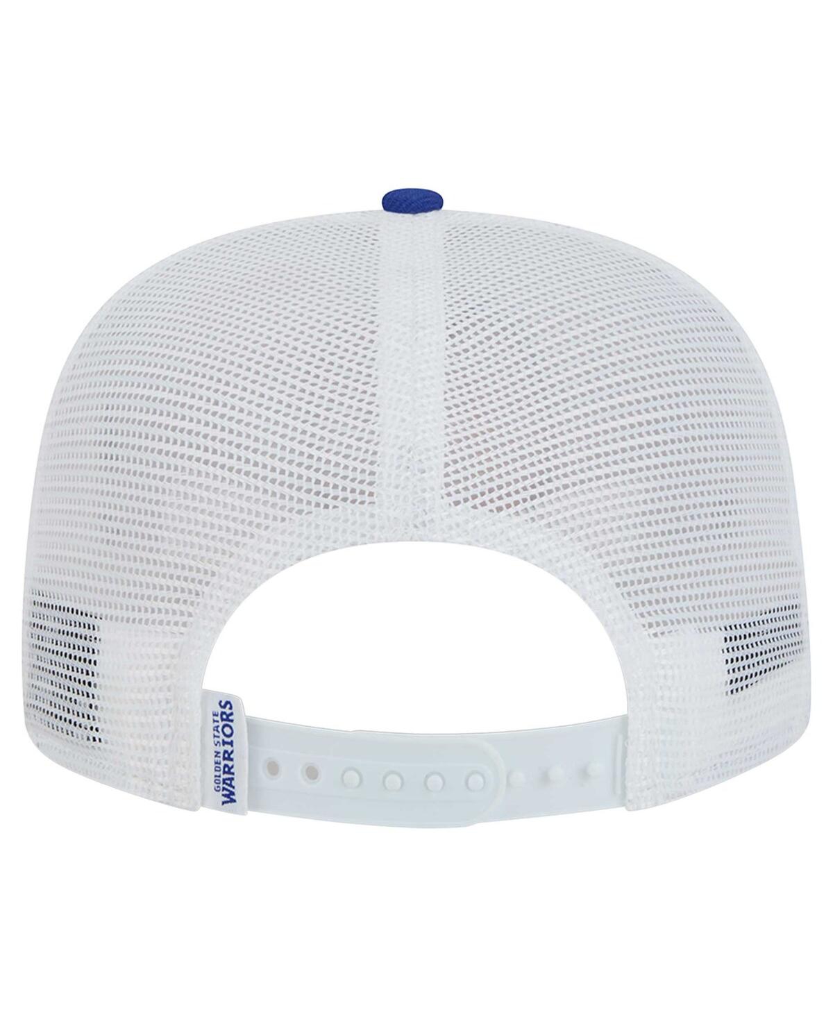 NEW ERA MEN'S WHITE/ROYAL GOLDEN STATE WARRIORS DIP-DYE 9FIFTY A-FRAME TRUCKER SNAPBACK HAT 