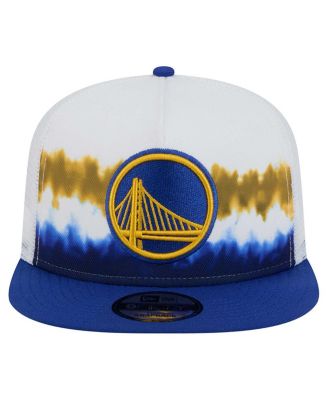 Men's White/Royal Golden State Warriors Dip-Dye 9FIFTY A-Frame Trucker Snapback Hat