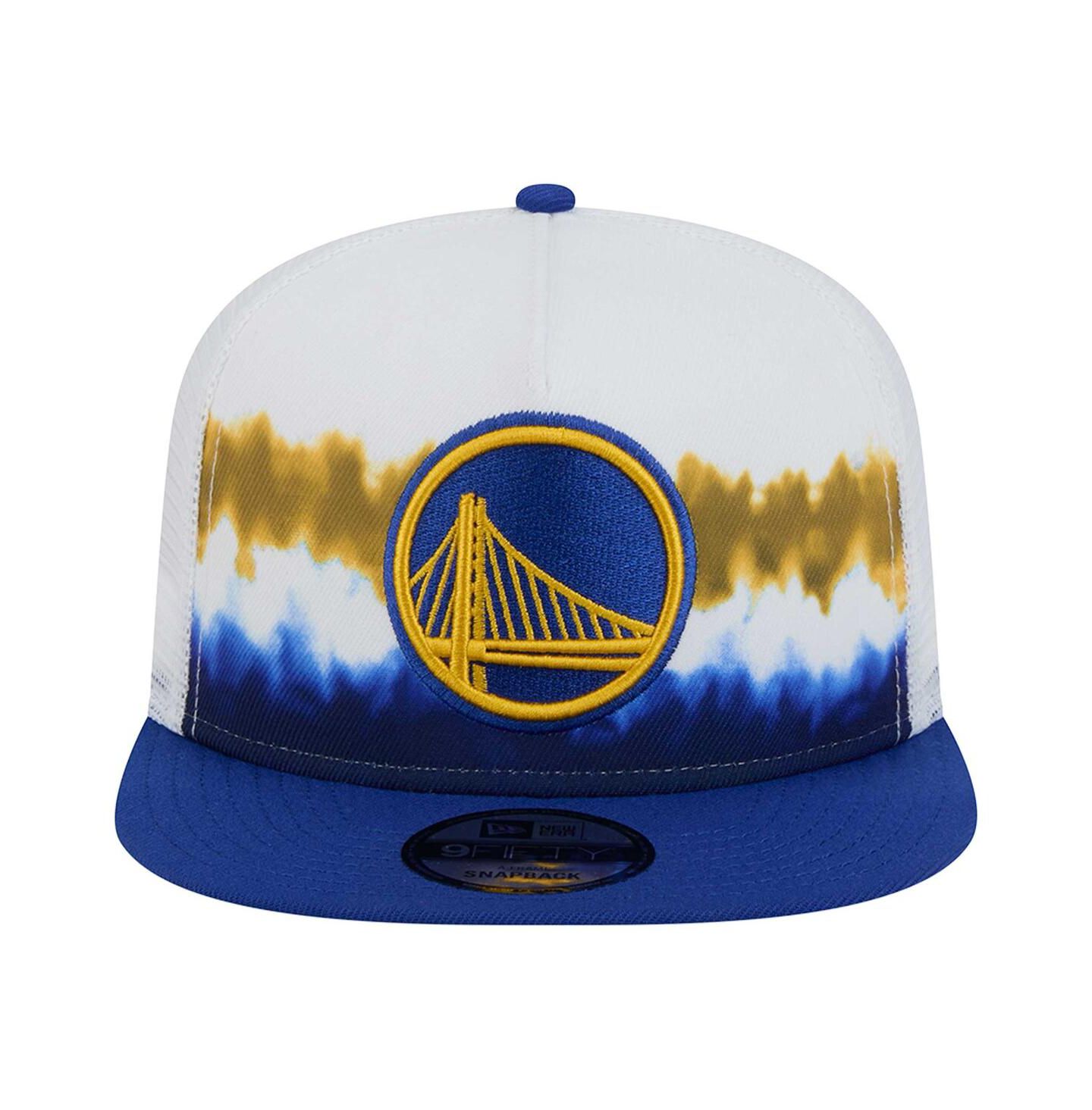 Мужская кепка New Era White/Royal Golden State Warriors Dip-Dye 9FIFTY A-Frame Trucker Snapback Hat — фото 5