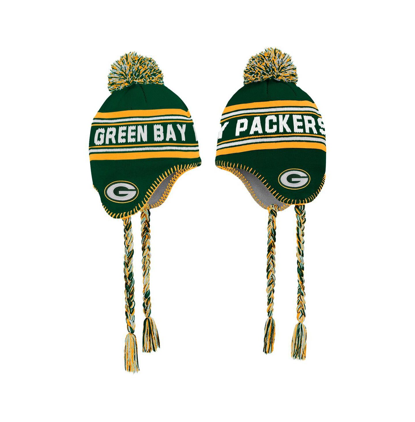 Детская шапка Outerstuff Preschool Green Green Bay Packers Jacquard Tassel Knit Hat with Pom — фото 3
