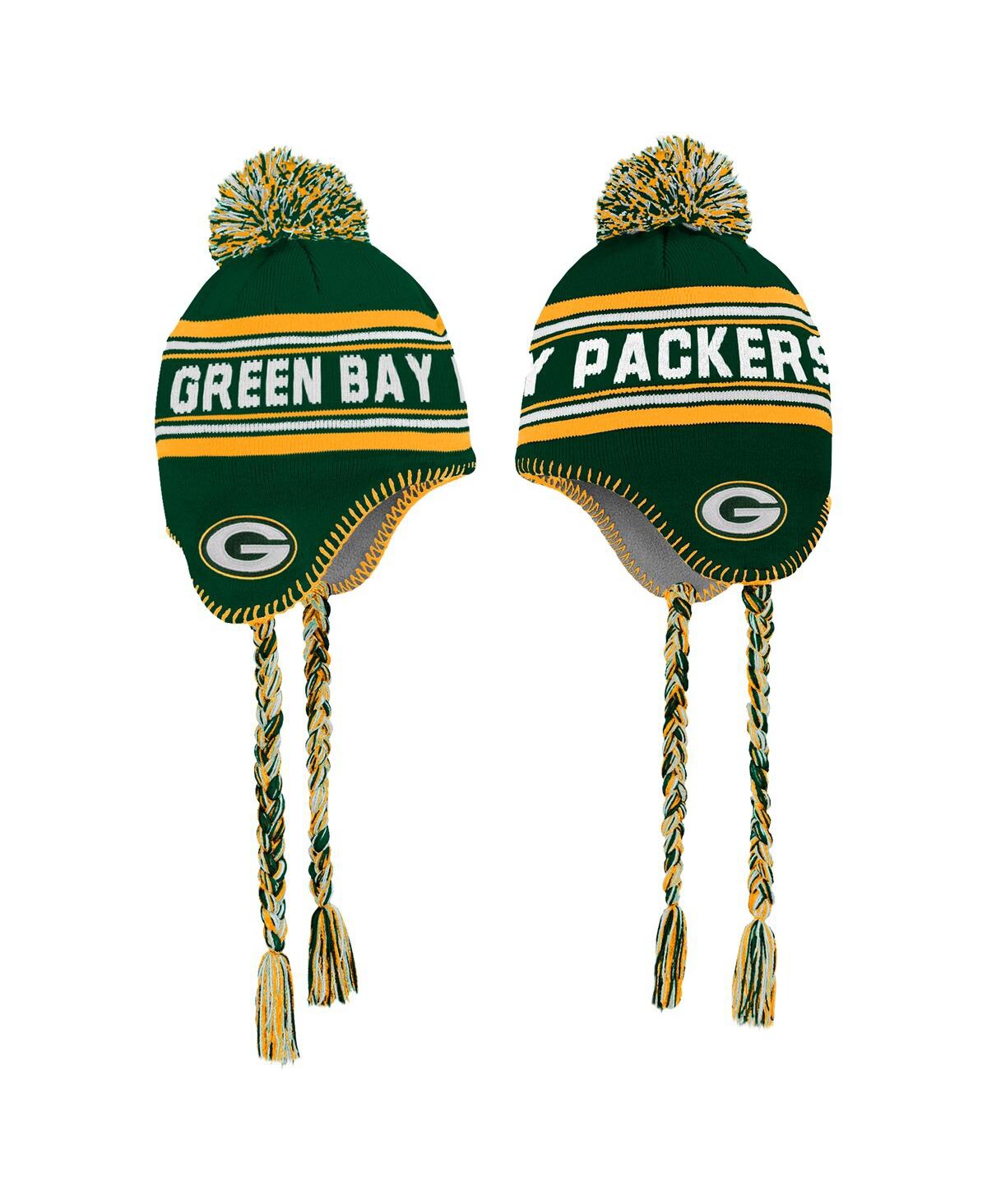 Outerstuff Preschool Green Green Bay Packers Jacquard Tassel Knit Hat With Pom In Green