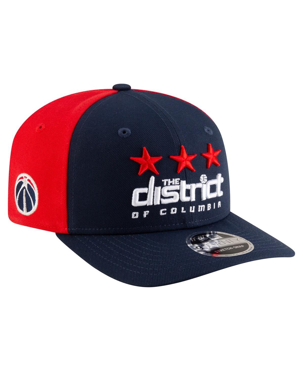 NEW ERA MEN'S NAVY/RED WASHINGTON WIZARDS STATEMENT EDITION JERSEY HOOK 9SEVENTY STRETCH-SNAP HAT 