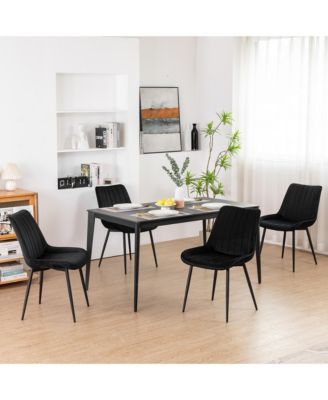  Set of 4  Metal Frame & Tufted Velvet Upholstery Mid-Century Style, Upholstered Seat, Side Chair  Dining Chair