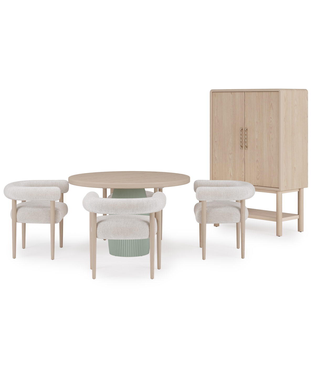 Macy's Lunare 5-pc. Dining Set (round Table & 4 Rolled Back Chairs), Created For  In Sand,jade