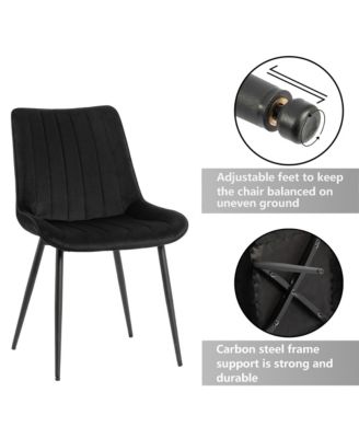   Set of 6 Tufted Velvet Upholstery, Metal Frame   Mid-Century Style, Upholstered Seat  Dining Side Chairs