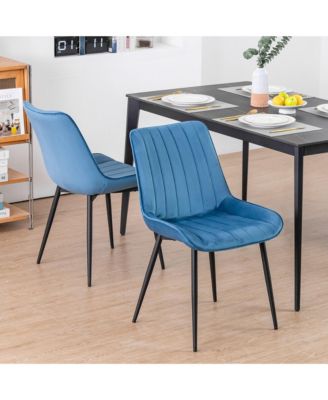   Set of 6 Tufted Velvet Upholstery, Metal Frame   Mid-Century Style, Upholstered Seat  Dining Side Chairs