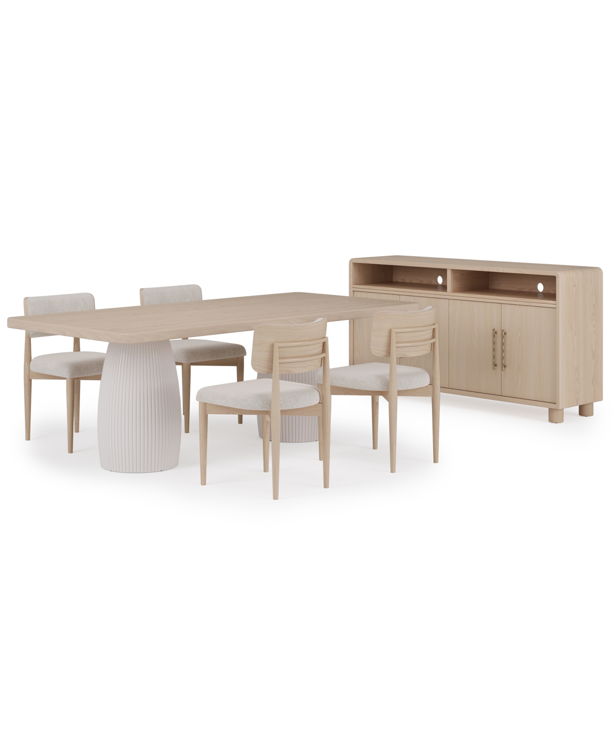Macy's Lunare 5-pc. Dining Set (rectangular Table & 4 Curved Chairs) In No Color