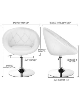 Set of 2 Swivel Bar Stools Height Adjustable Round Tufted Back Bar Chairs