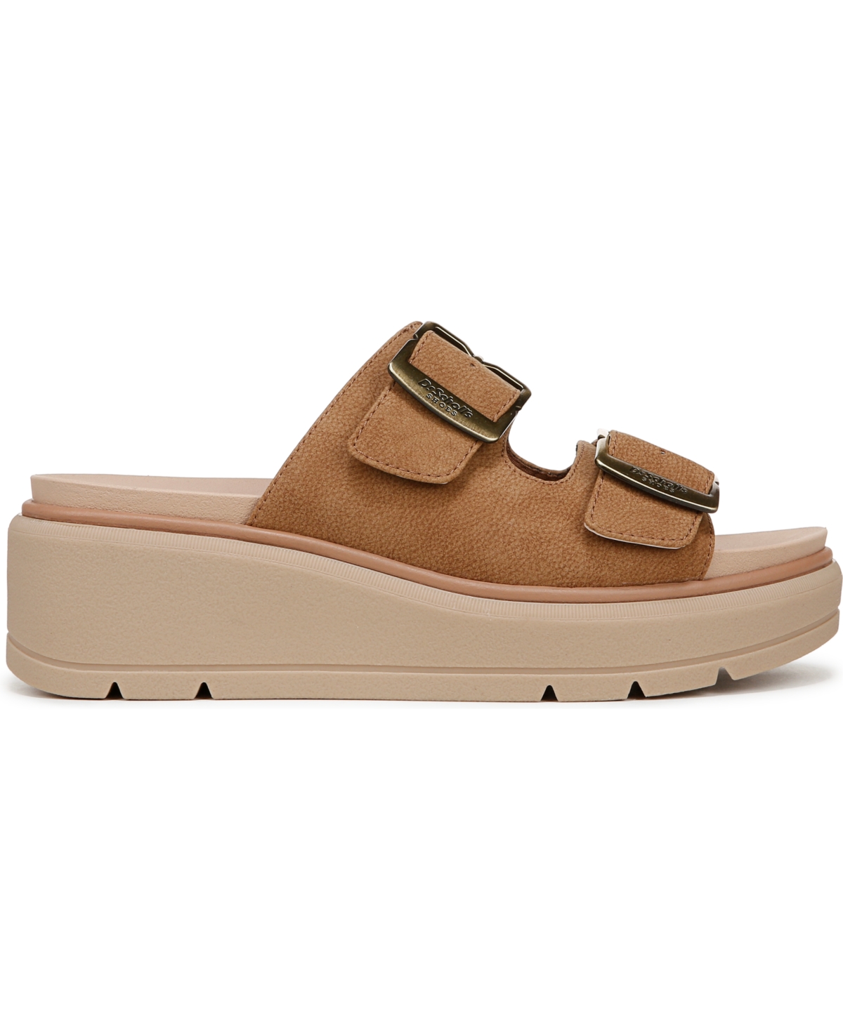 Shop Dr. Scholl's Women's Nice Day Max Og Slide Wedge Sandals In Honey Brown Faux Leather