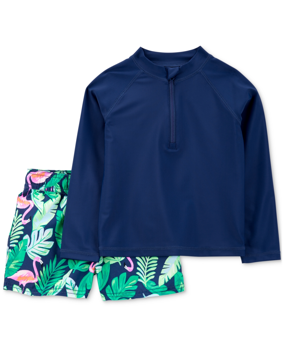 Carter's Toddler Boys Rash Guard & Tropical-print Swim Trunks, 2 Piece Set In Assorted