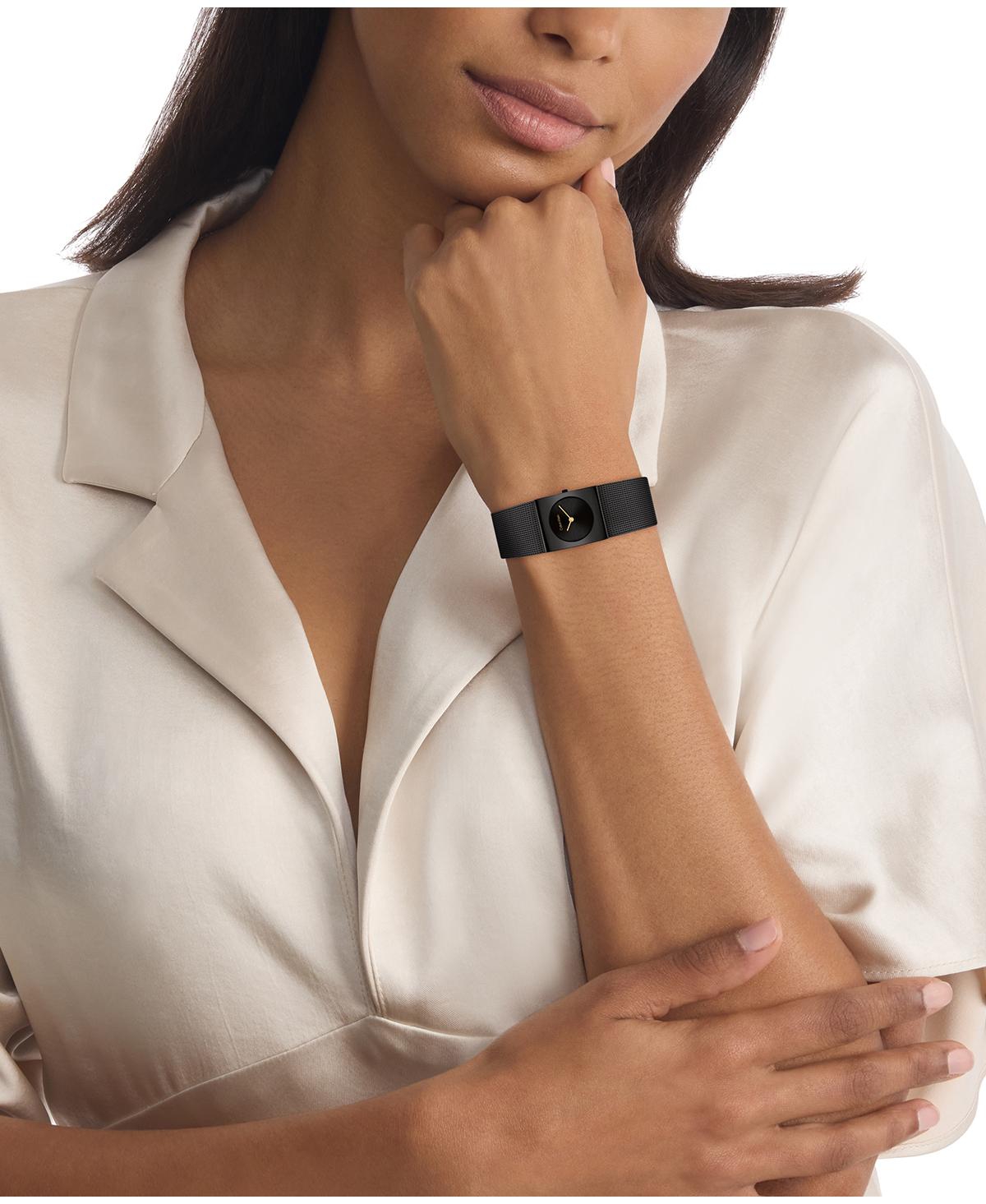 Calvin Klein Women's Ck Pulse Black Ionic Plated Mesh Bracelet Watch, 26.4mm In Black
