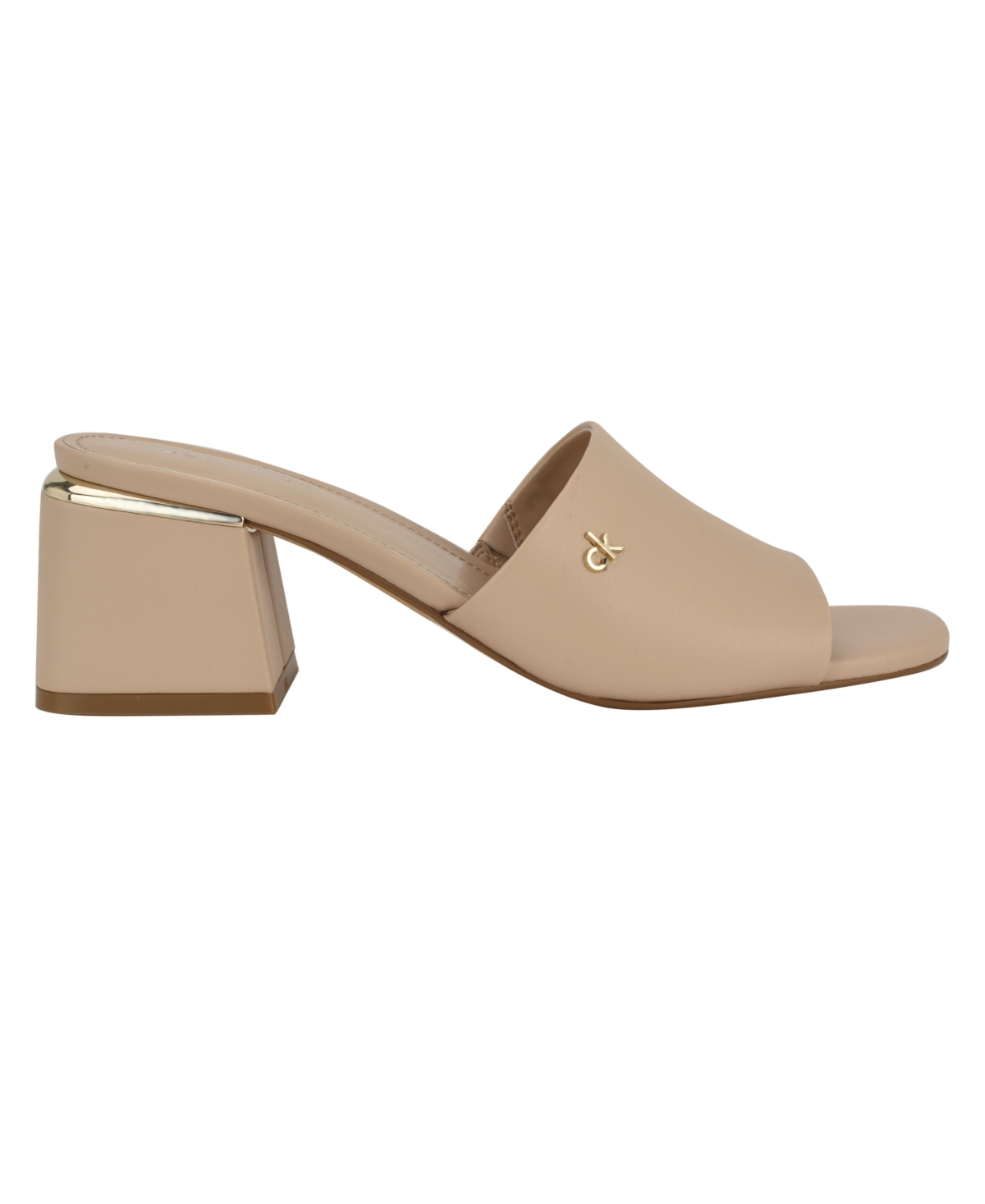 Calvin Klein Women's Rowena Block Heel Slip-on Sandals In Light Natural