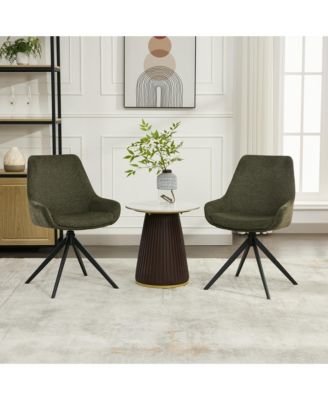 Swivel Dining Chairs Set of 2, Mid Century Modern Dining Room Chairs with Metal Frame, Linen Upholstered Back Side Chair