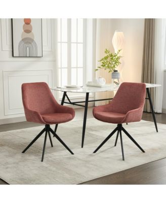 Swivel Dining Chairs Set of 2, Mid Century Modern Dining Room Chairs with Metal Frame, Linen Upholstered Back Side Chair