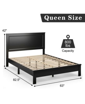 Queen Size Platform Bed Frame with High Headboard and Rubber Wood Legs