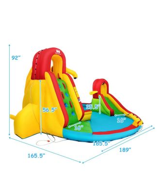 Inflatable Water Slide Park with Climbing Wall Water Cannon and Splash Pool