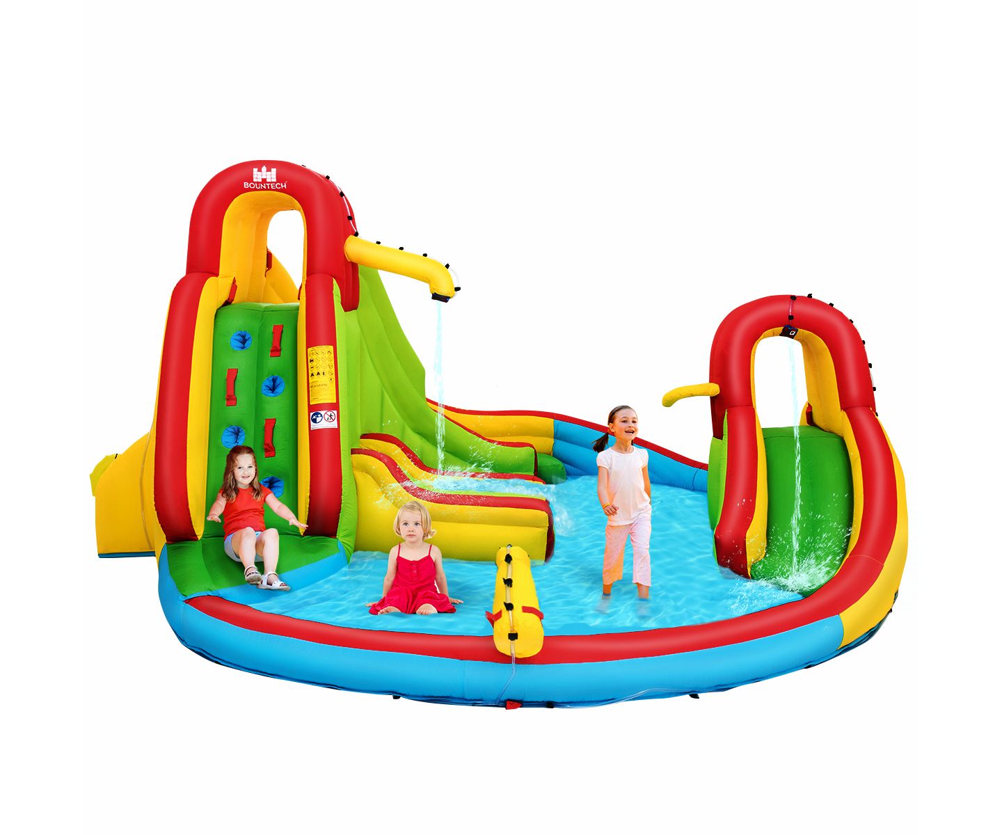 Детская игрушка Costway Inflatable Water Slide Park with Climbing Wall & Splash Pool, Ages 3-10, цвет: Синий — фото 1