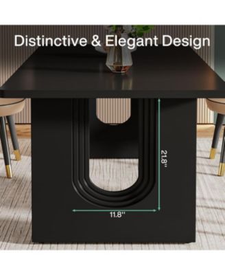 71" inch Wood Pedestal Base, Rectangular Long Modern Dining Table