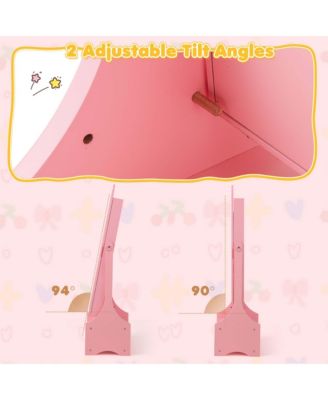 Kids Vanity Set Princess Makeup Dressing Table and Chair Set with Jewelry Armoire