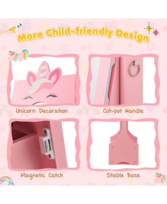 Kids Vanity Set Princess Makeup Dressing Table and Chair Set with Jewelry Armoire