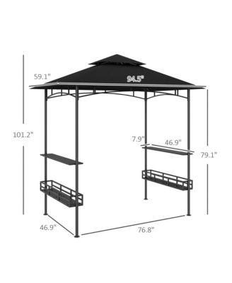 8' x 5' Grill Gazebo, 2-Tier Outdoor BBQ Gazebo, Dark