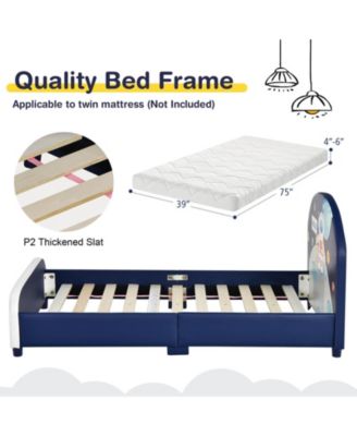 Kids Upholstered Platform Bed with Headboard and Footboard Design