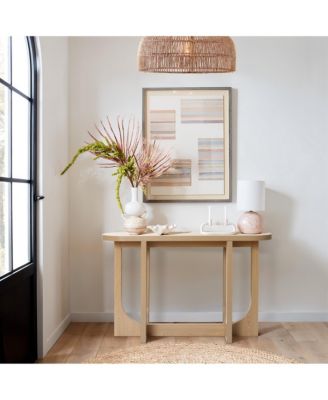 Natural Finish MDF Wood 47-Inch Long Oval Console Table