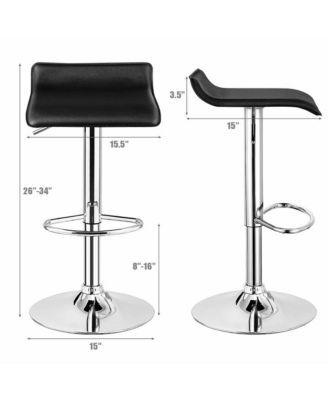 Set of 4 Swivel Bar Stool PU Leather Adjustable Kitchen Counter Bar Chairs Black
