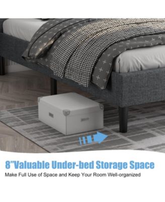 Twin Size Upholstered Bed Frame with Button Tufted Headboard