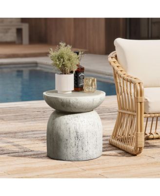 Rustic Indoors and Outdoors Round 15.75-Inch Tall MgO Side Table